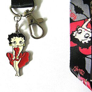 Betty Boop Lanyard Black And Red With Classic Betty Boop Charm NEW